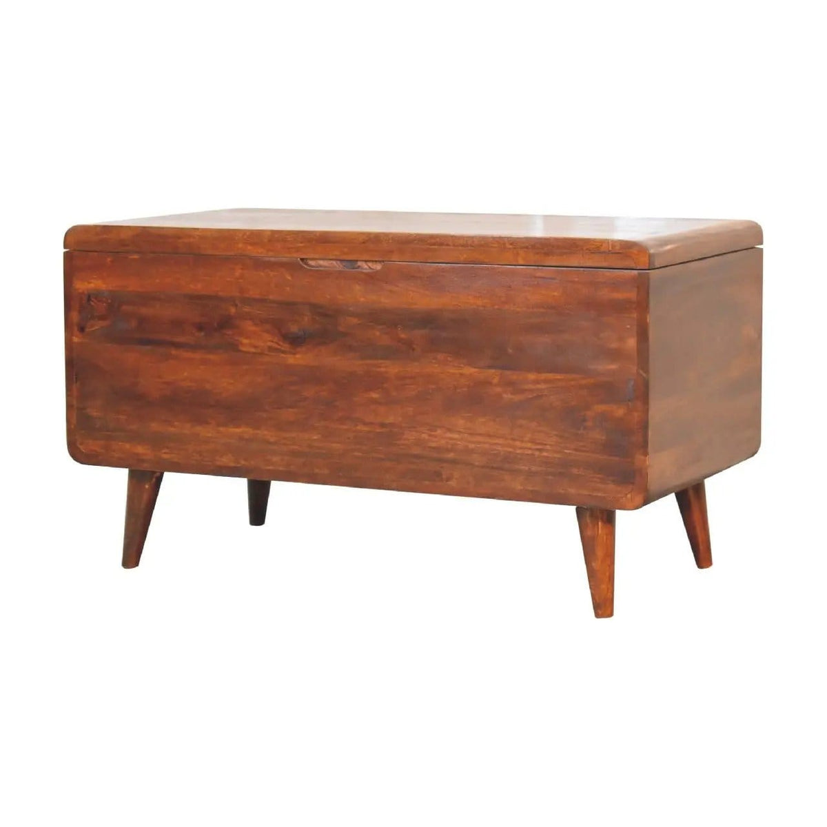 Curved Blanket Box Chestnut Storage Trunk | 35.43 x 17.72 x 19.69 in | Mango Wood | Home