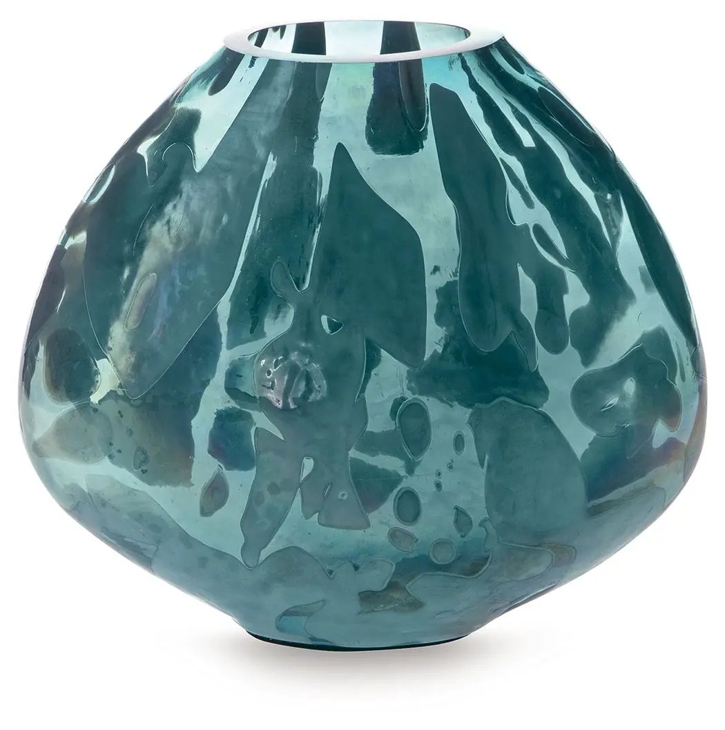 Cartshaw Vase | Iridescent Details | Teal Shades | 6.63 Inch Height