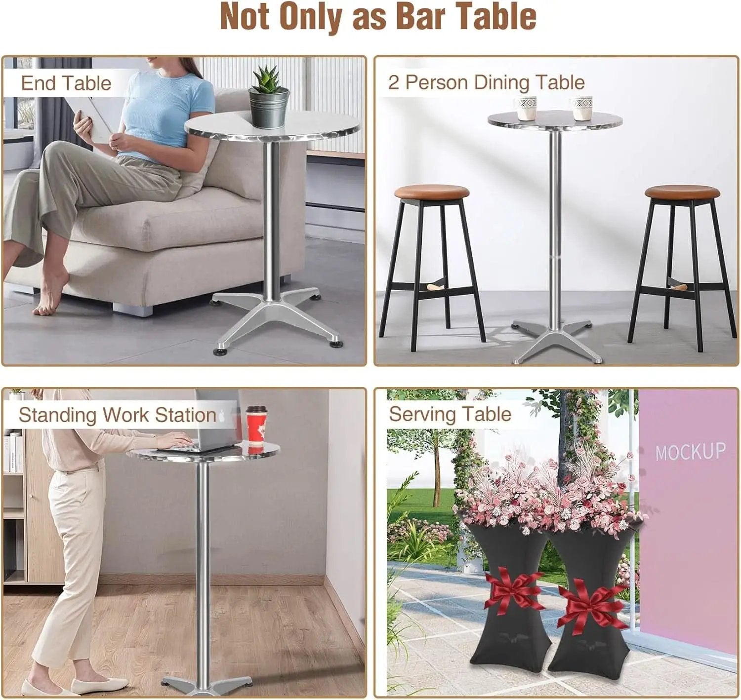 24 Inch Folding Pub Table With Black Height Adjustable from PriceLows™