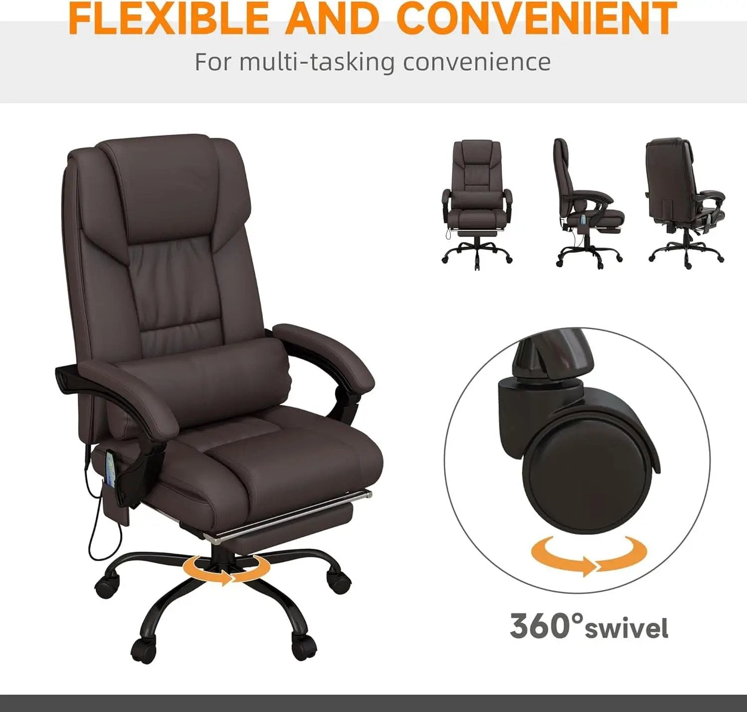 Brown High Back Massage Office Chair With 6 Vibration Points from PriceLows™