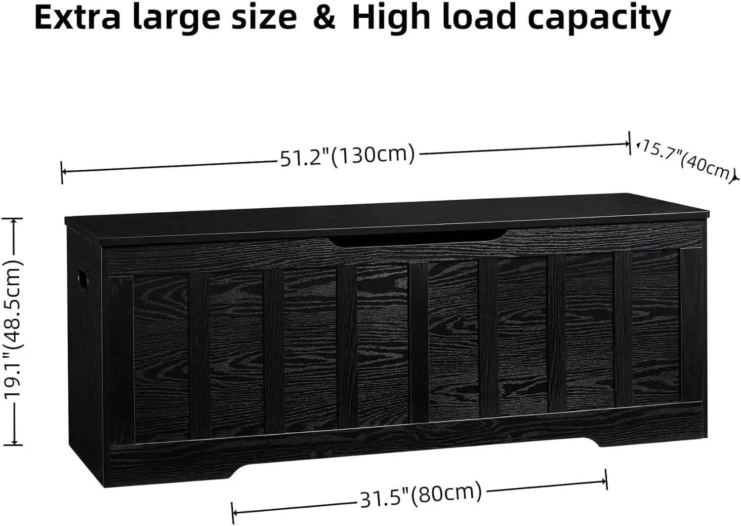 ExtraLarge 51.2 InchesHigh Storage Chest Bench Black from PriceLows™