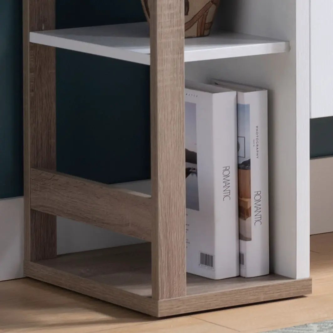 Kitchen Buffet Cabinet | 4 Open Shelves | Two Door Cabinets | White And Dark Taupe