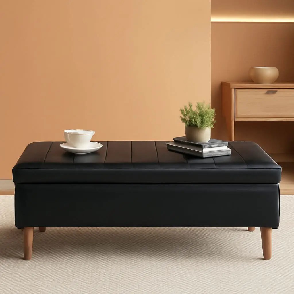 Black 44.5-Inch Storage Ottoman With Premium Gas Spring from PriceLows™