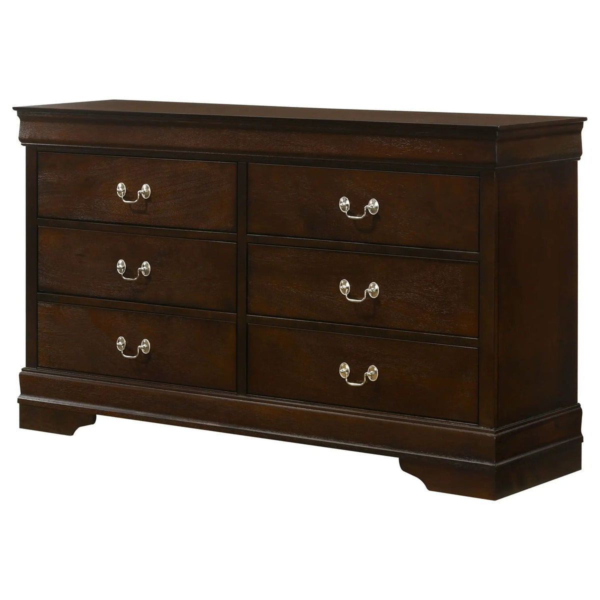 Louis Philippe 6-drawer Dresser | 58.25 x 15.75 x 33.5 in | Wood | Cappuccino
