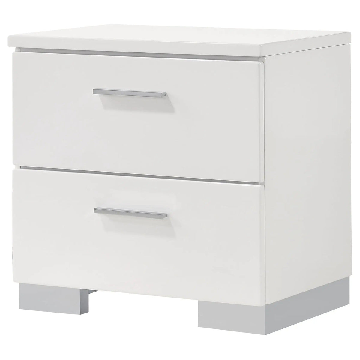 Felicity 2-drawer Nightstand White High Gloss | 23.25 x 15.25 x 22.75 in | Metal | Bedroom