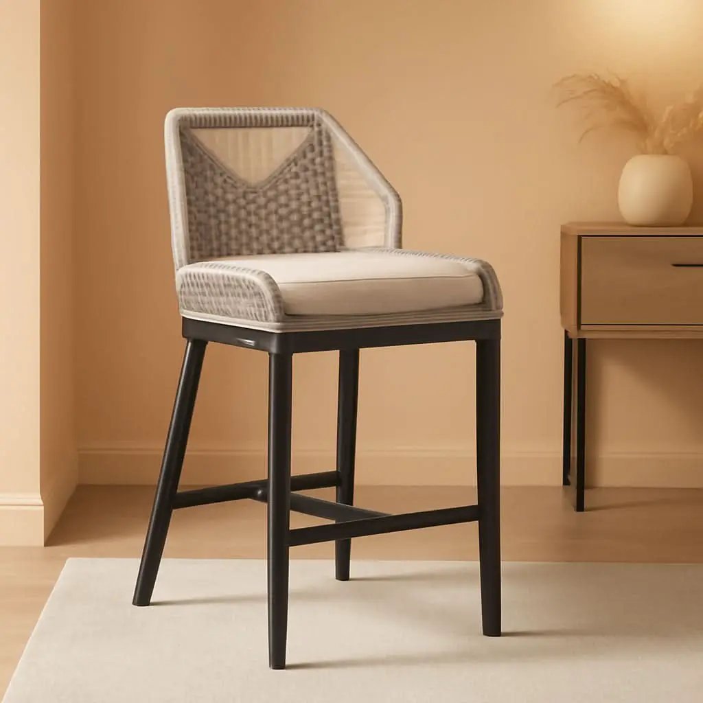 Counter Height Rattan Bar Stools Set Of 4 With Back from PriceLows™