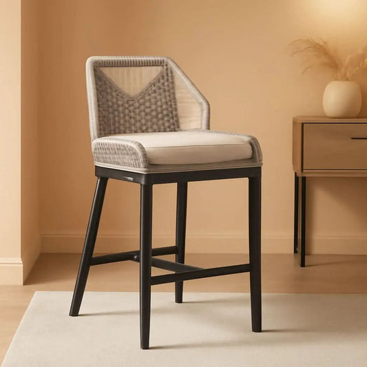Counter Height Rattan Bar Stools Set Of 4 With Back from PriceLows™