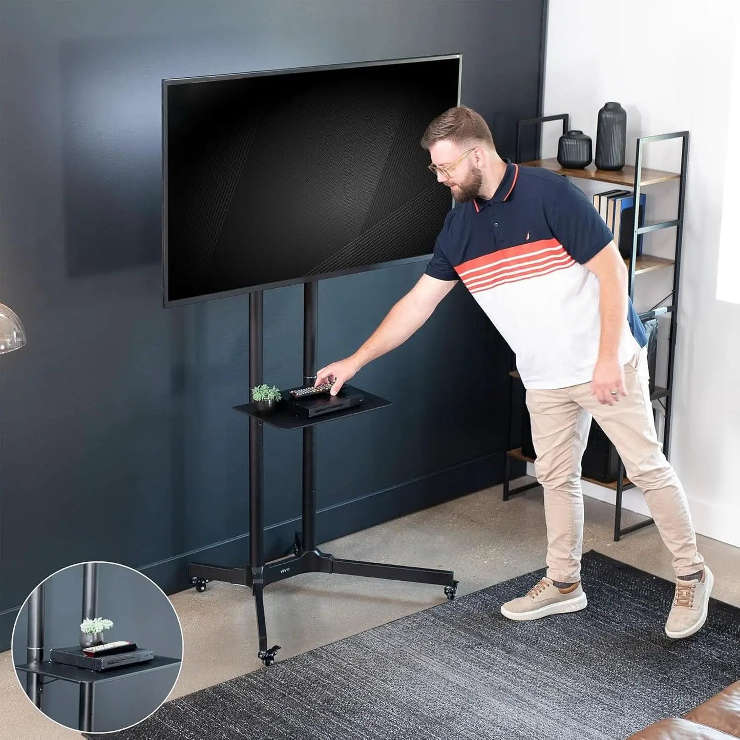 Mobile TV Cart 32 to 83 Inch Adjustable Height Tilt from PriceLows™