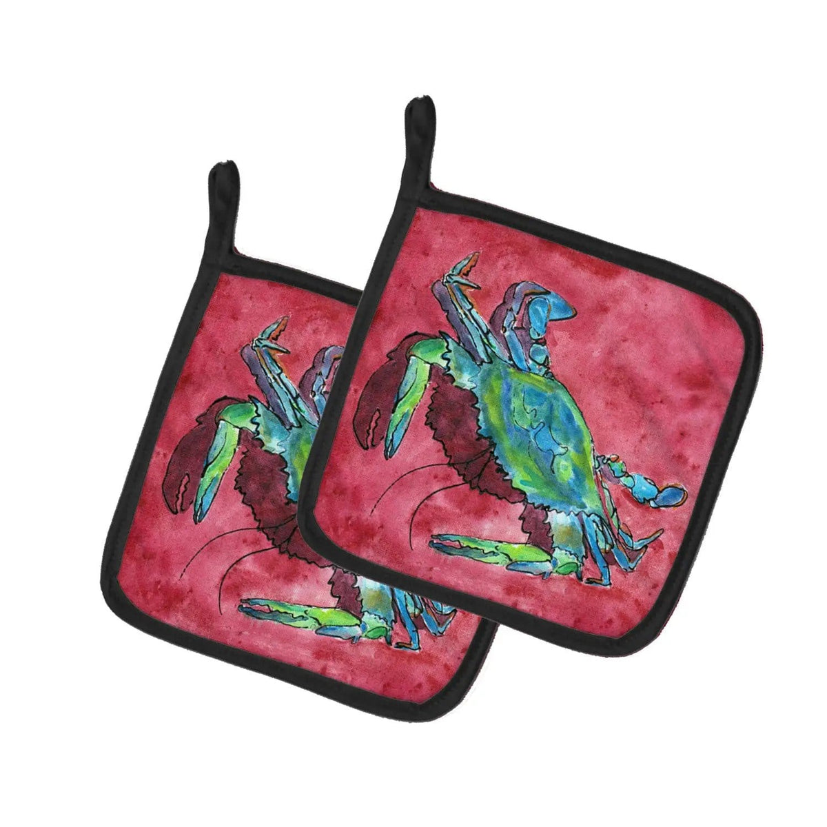 Pot Holder Set of 2 | Heat Resistant Quilted Hot Pads | 7.5 x 7.5 Inch | Crab (Style 4)