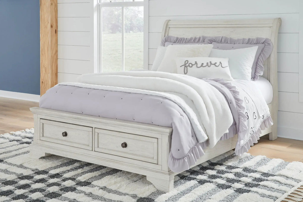 Robbinsdale Sleigh Storage Bed | Elegant Timeless Design | Bedroom Foundation | 85.25 Inch Length