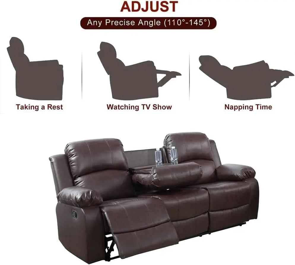 Bonded Leather Living Room Sofa Set With Reclining Sofa And Loveseat Brown from PriceLows™