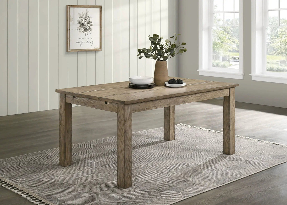 Cardova 87-inch Solid Wood Extension Dining Table Vineyard | 63 x 39.25 x 30 in | Solid Wood & Rubberwood | Oak