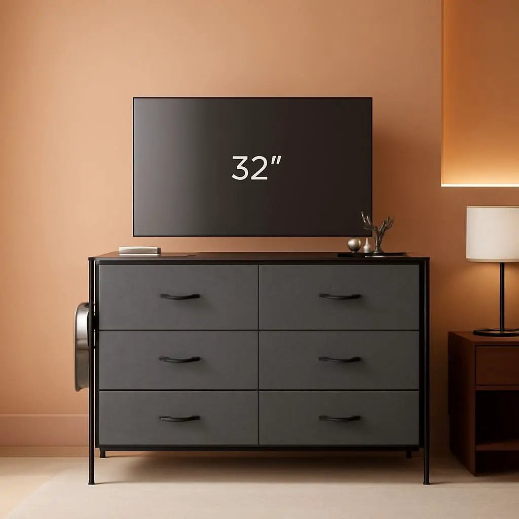 Wide 5 Drawer Dresser With Drawer Organizers Dark Grey from PriceLows™
