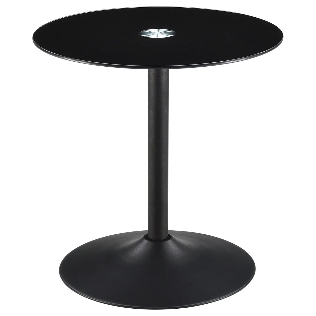 Ganso Round Metal End Table With Tempered Glass Top | 23.5 x 23.5 x 24.25 in | Tempered Glass & Metal | Black