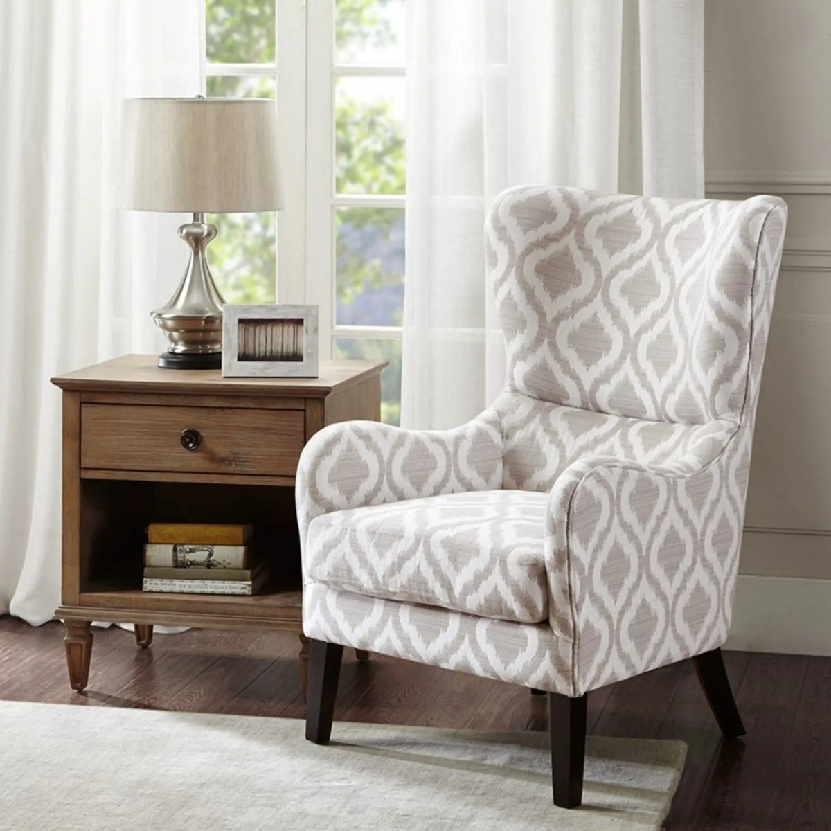 Arianna Swoop Wing Chair | Traditional Wing Back | Round Arms | High-Density Foam