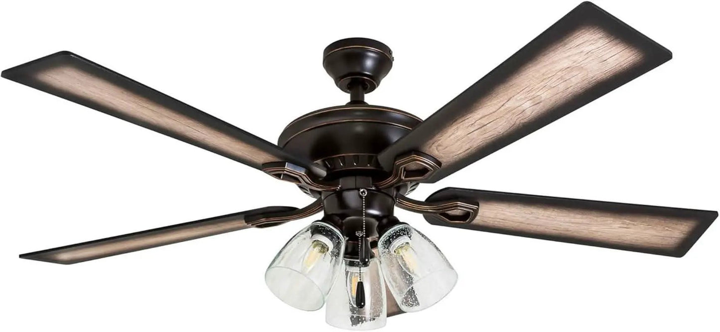 52 Inch Farmhouse LED Ceiling Fan Oil Rubbed Bronze from PriceLows™