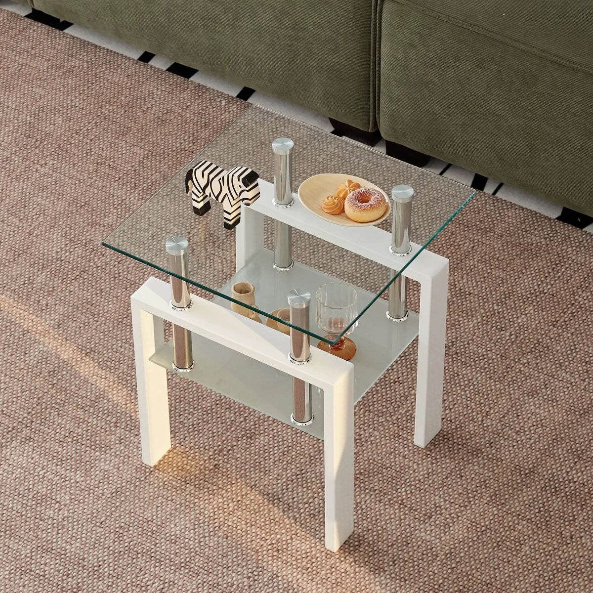 Tempered Glass Table | Hidden Storage | Easy Assembly