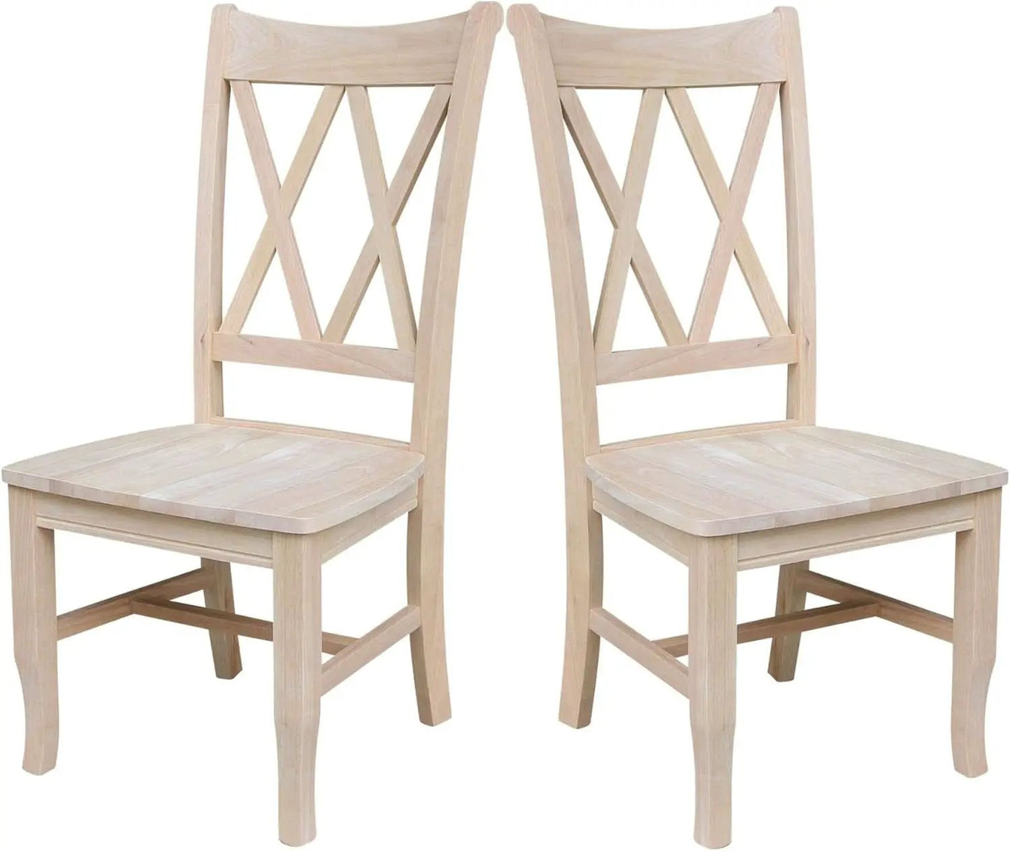 Two Unfinished Parawood Dining Chairs With X Back from PriceLows™