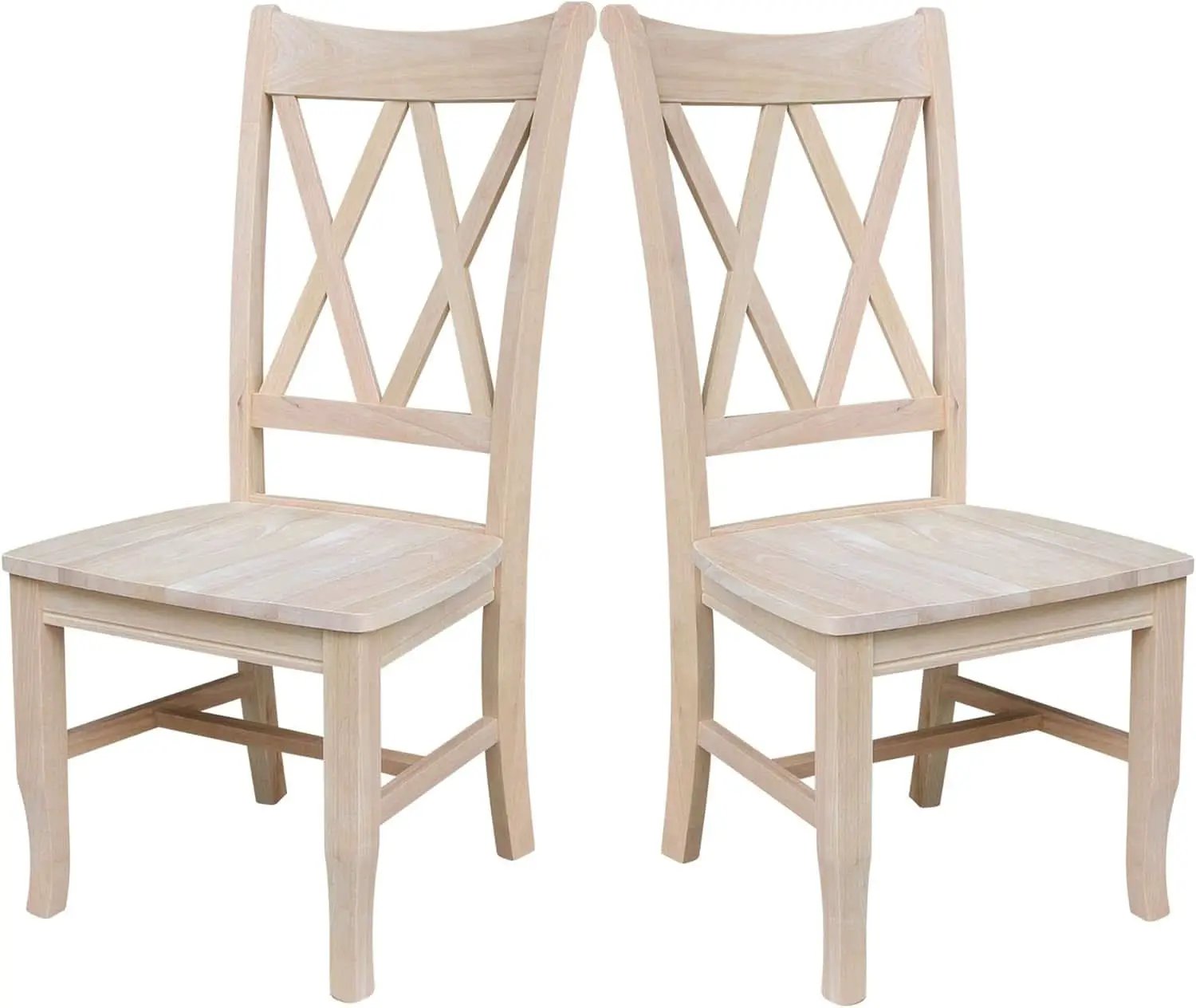 Two Unfinished Parawood Dining Chairs With X Back from PriceLows™