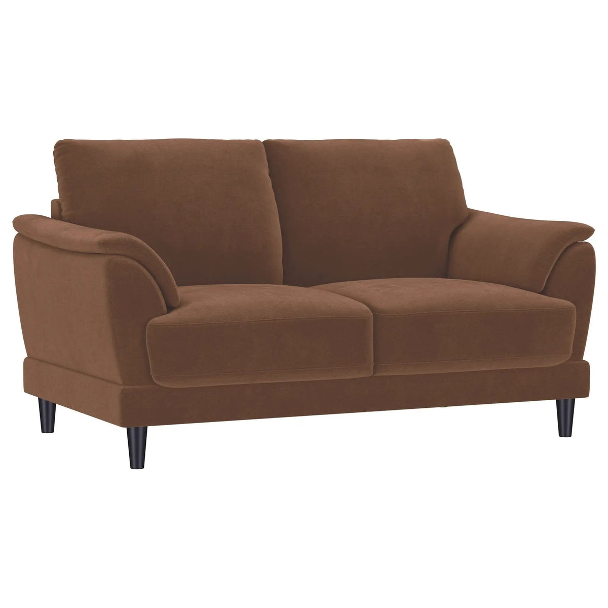 Selma Velvet Upholstered Crescent Arm Loveseat Rust | 62.25 x 35.75 x 35 in | Solid Wood & Velvet | Living Room