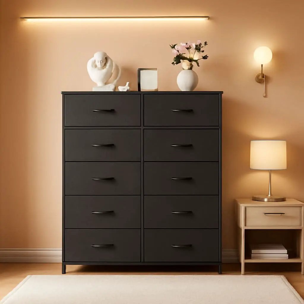 Charcoal Black 11 Drawer Storage Tower For Bedrooms from PriceLows™
