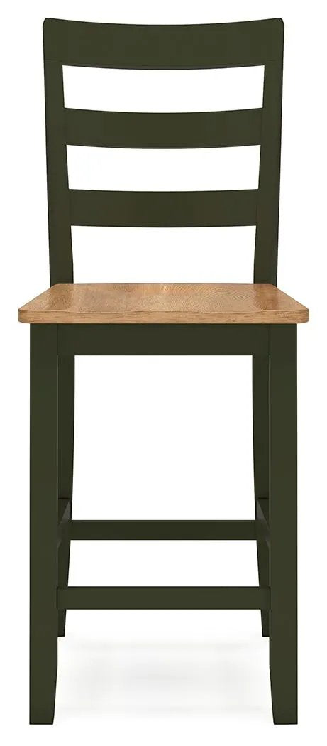 Counter Height Bar Stools | Contoured Seat | Natural Wood | Set Of Two