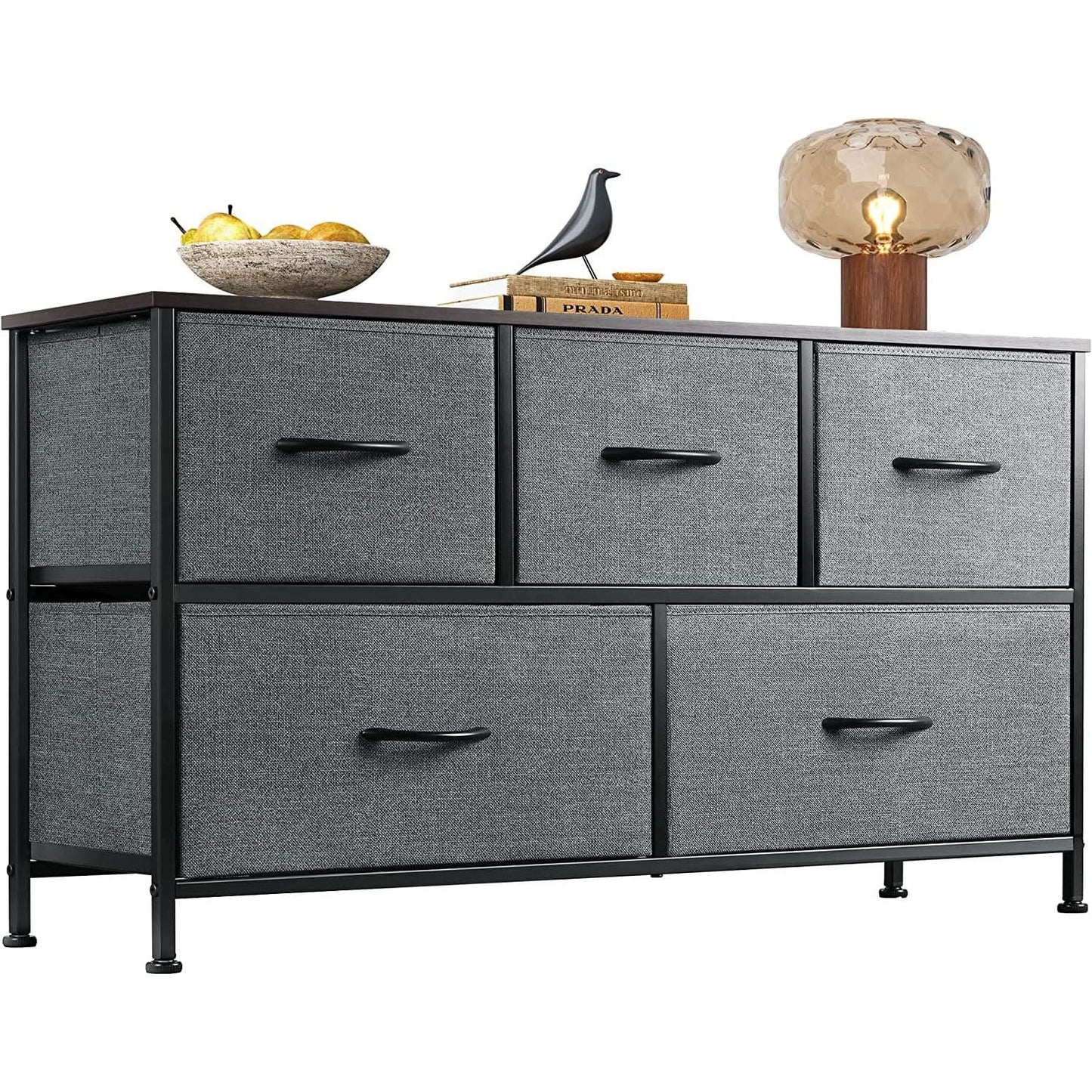 5 Drawer Fabric Dresser Organizer For Bedroom Storage from PriceLows™