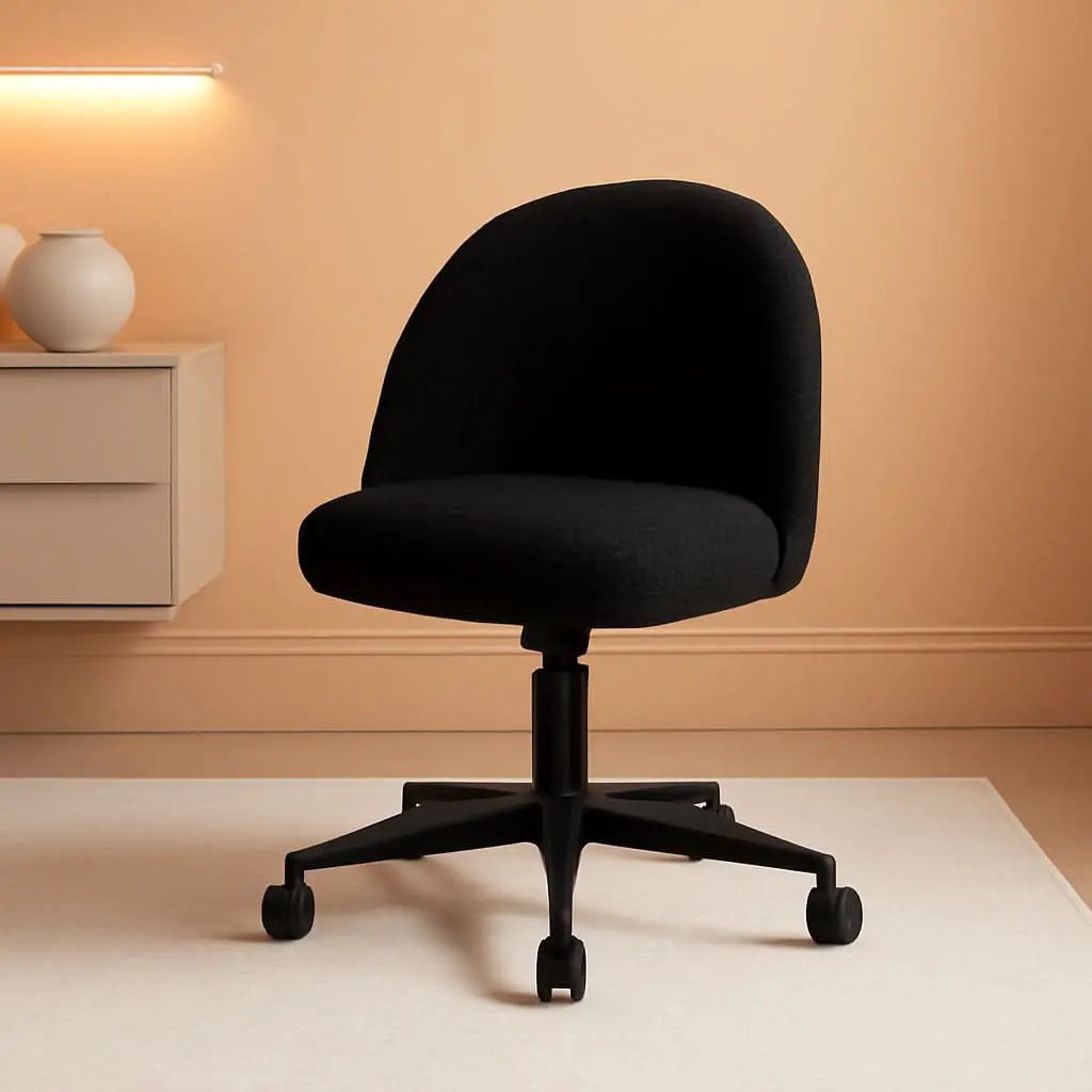 Candy Chair Jet Black Armless Desk Chair With Teddy Fleece from PriceLows™
