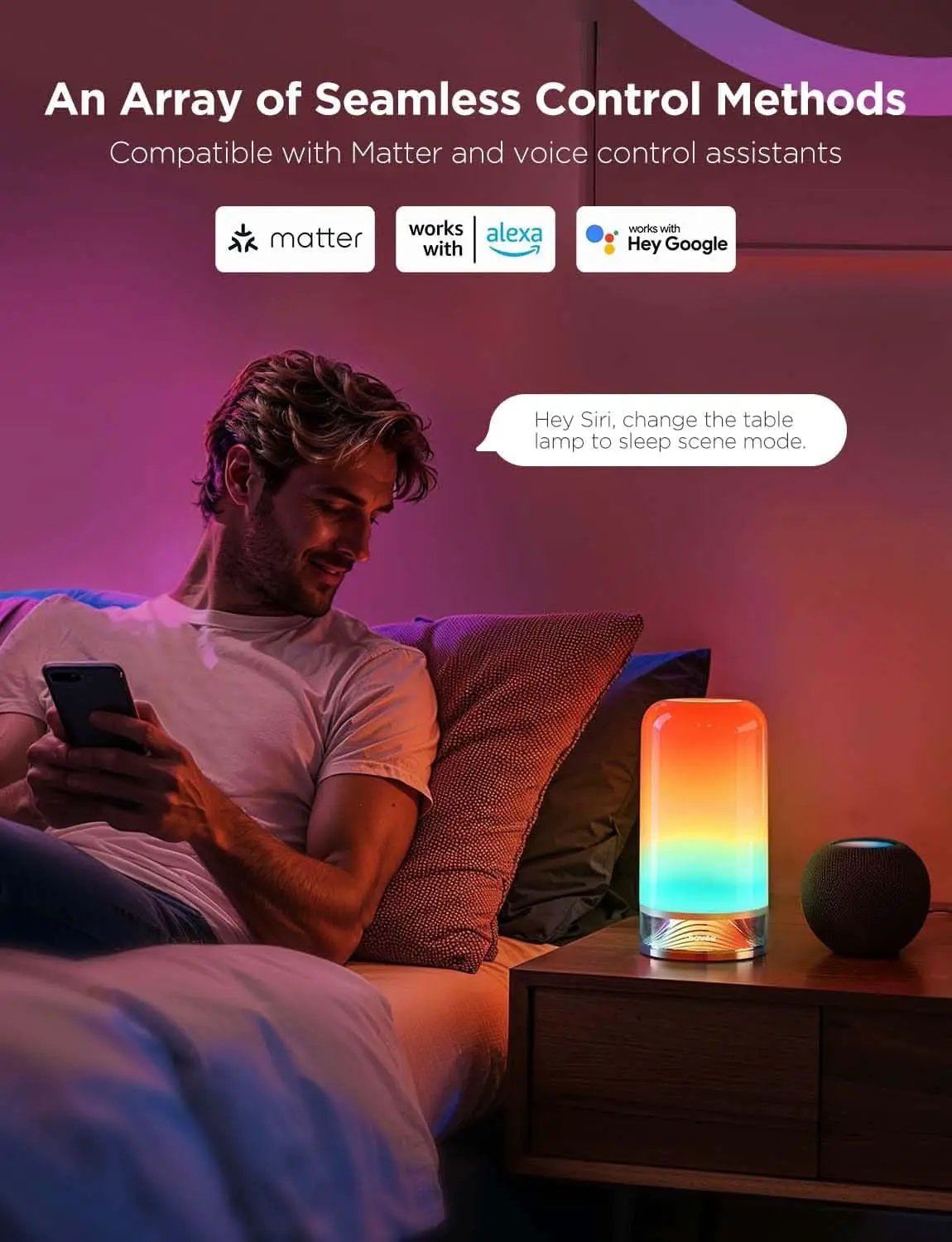 RGBIC Smart Table Lamp 64 Scene Modes And Voice Control from PriceLows™