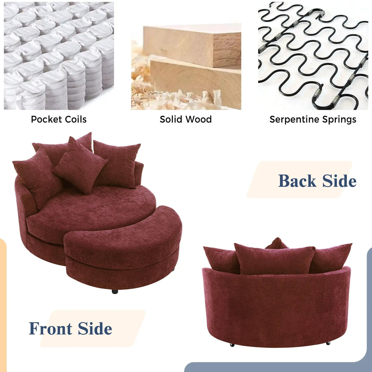 Swivel Accent Chair | 360 Degree Rotation | Ergonomic Padded Seat | Round Frame