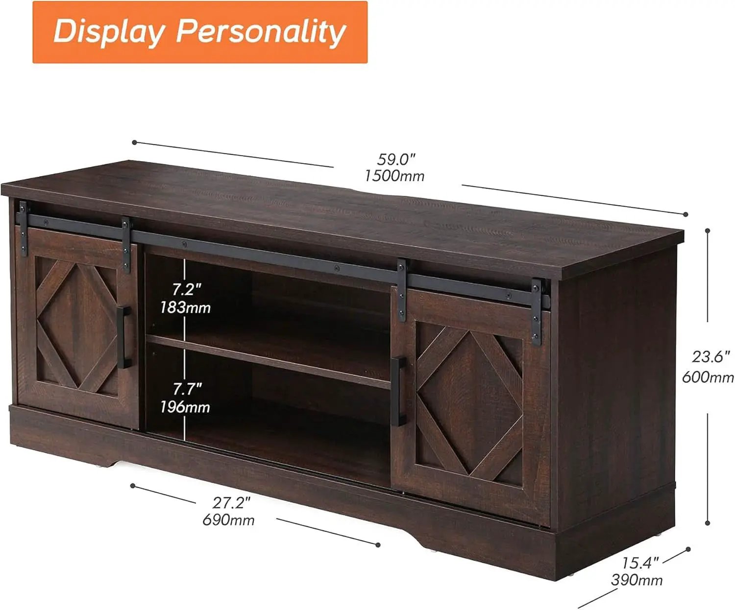 Rustic Sliding Barn Door TV Stand For 65 Inch TVs Console from PriceLows™