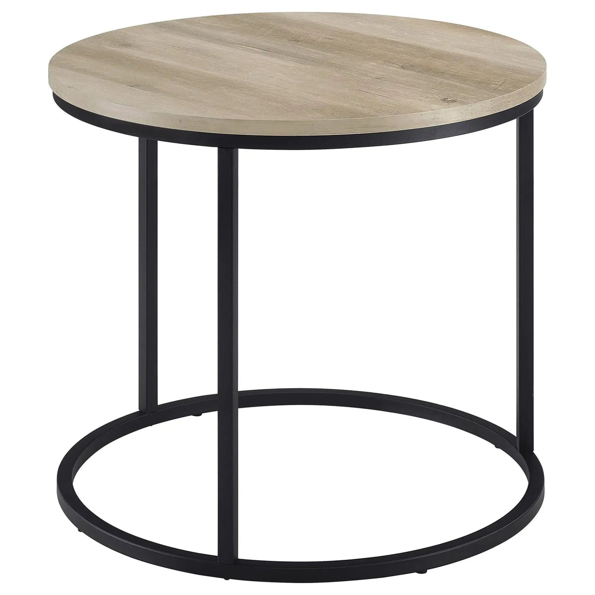 Lainey Round Occasional Side End Table Distressed Pine | 23 x 23 x 21.75 in | Metal | Living Room