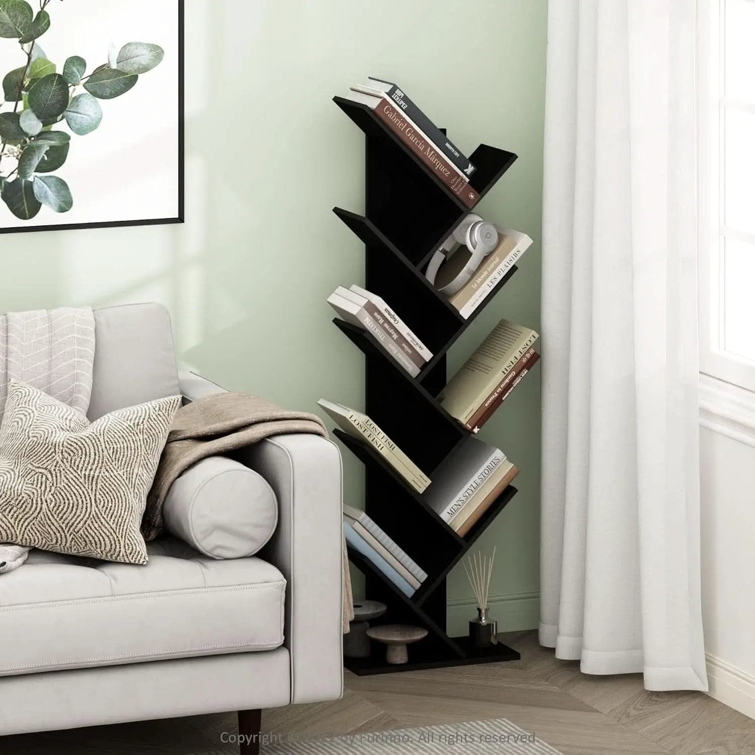 Bookshelf 9 Tier Floor Standing Tree Bookcase Espresso from PriceLows™