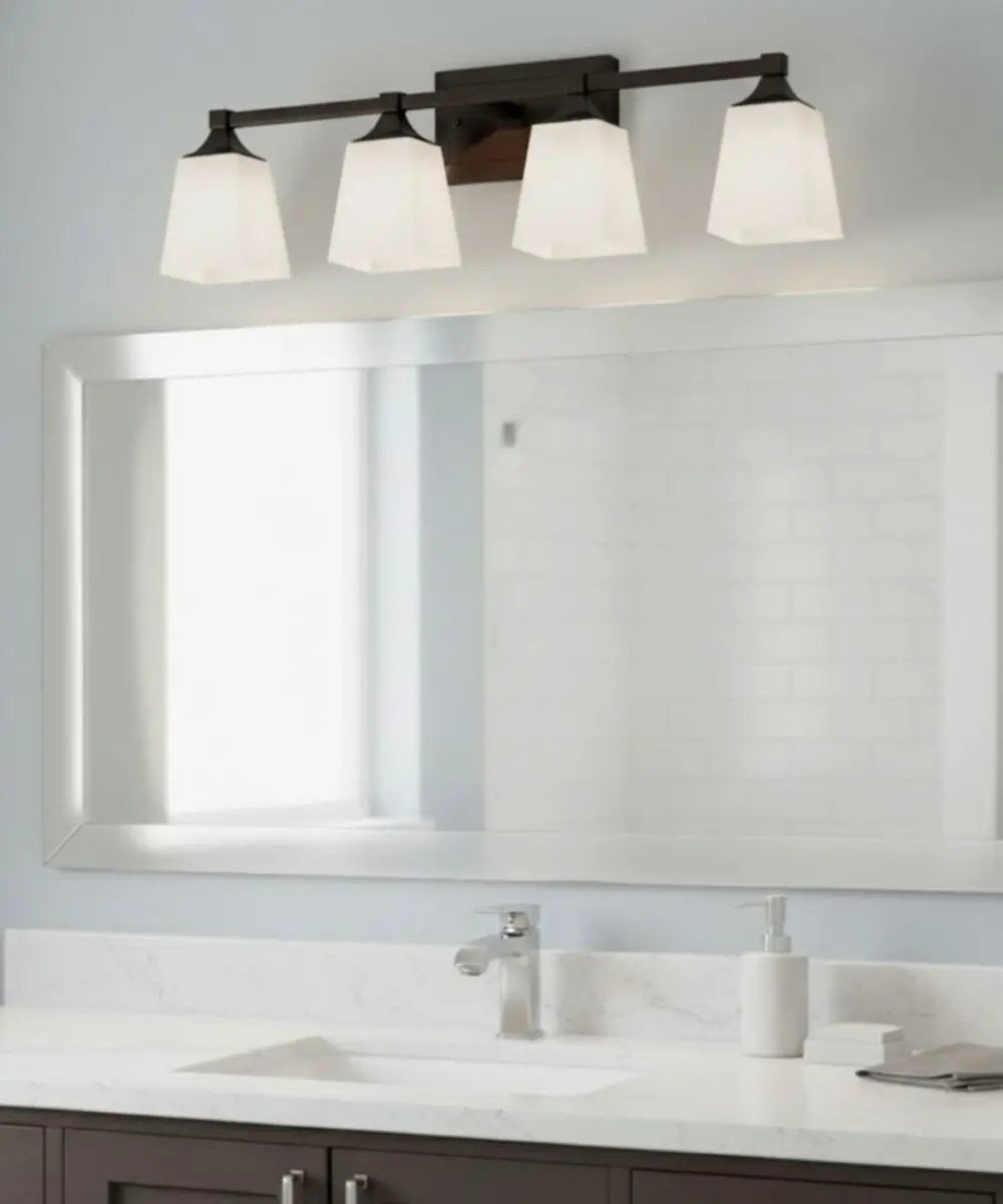 LED Vanity Light | 4 Glass Shades | Oil Rubbed Bronze | 27 Width