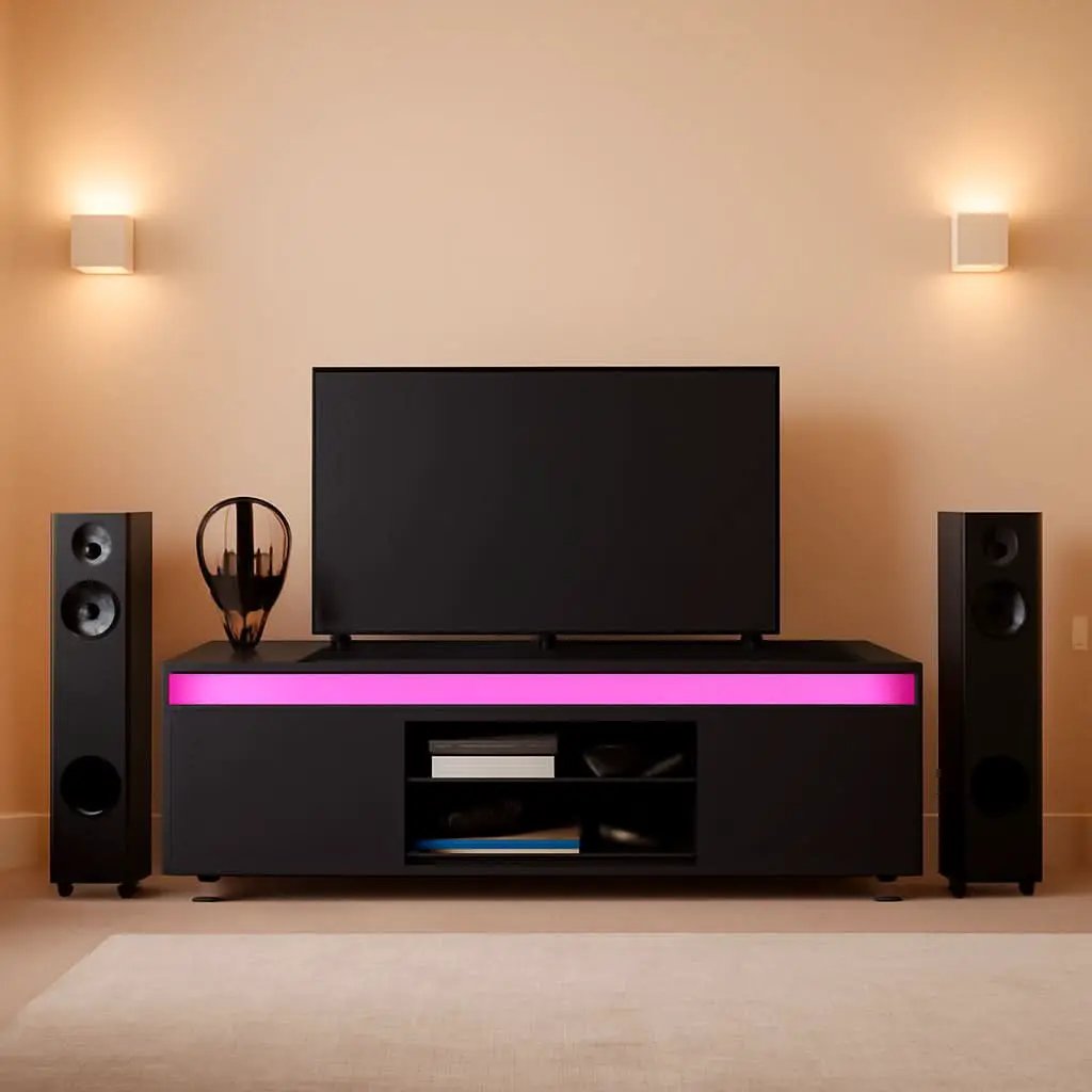 LED TV Stand With Power Outlet And Storage Cabinet from PriceLows™