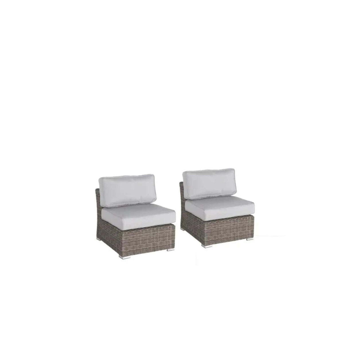Wide Armless Outdoor Chairs With Cushions (Set of 2) | 2 Pieces | Fabric | Dining Room