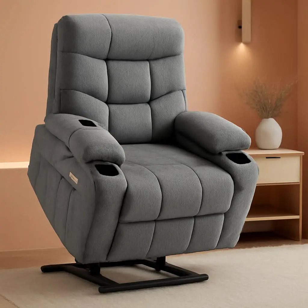 Power Lift Recliner Chair Dark Gray With Extended Footrest from PriceLows™