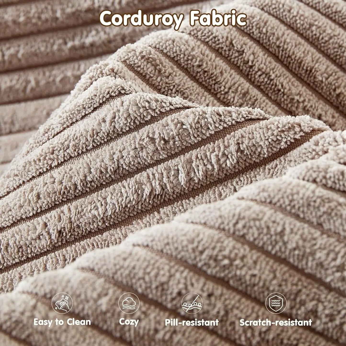 104 Inch Cloud Sectional Couch With L Shaped Chaise Modern Modular Sofa In Camel Corduroy Fabric from PriceLows™