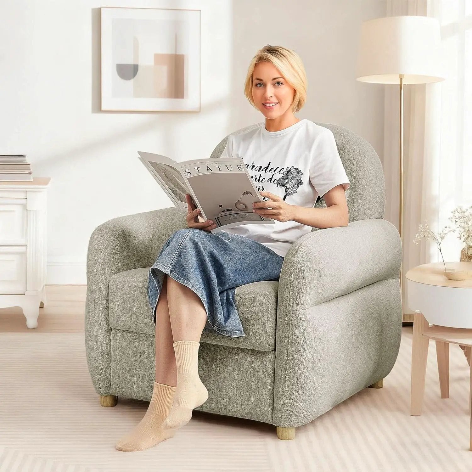 33Point5Inch Modern Reading Chair With HiddenStorage from PriceLows™