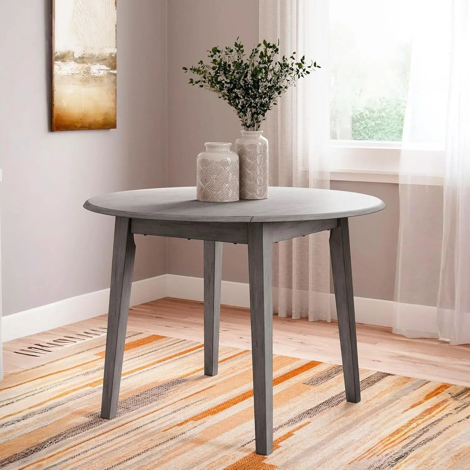 Gray Drop Leaf Dining Table Seats Four With Two Leaves from PriceLows™