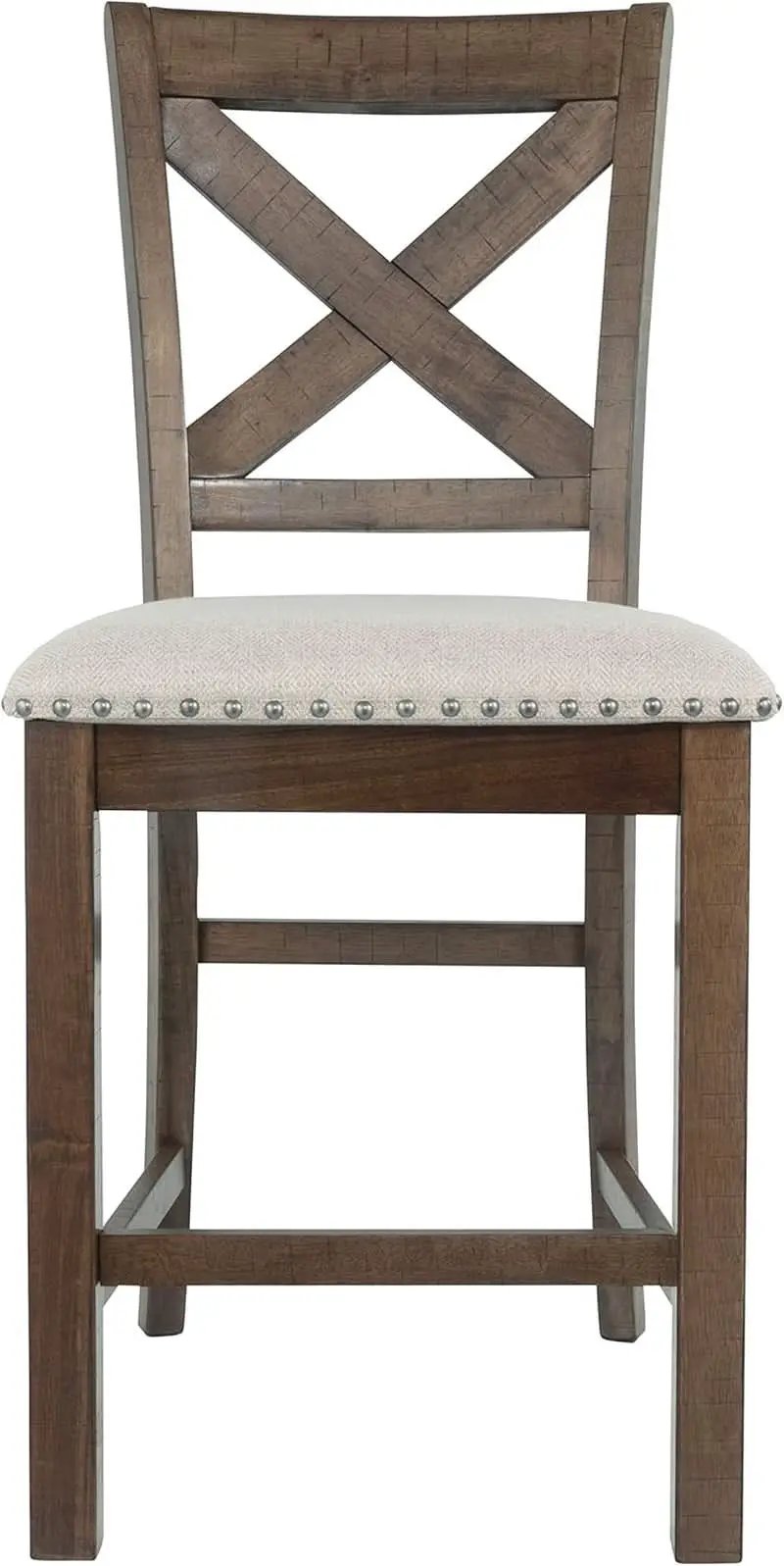 Moriville 24.5 Inch Upholstered Farmhouse Barstools Beige Brown Set of Two from PriceLows™