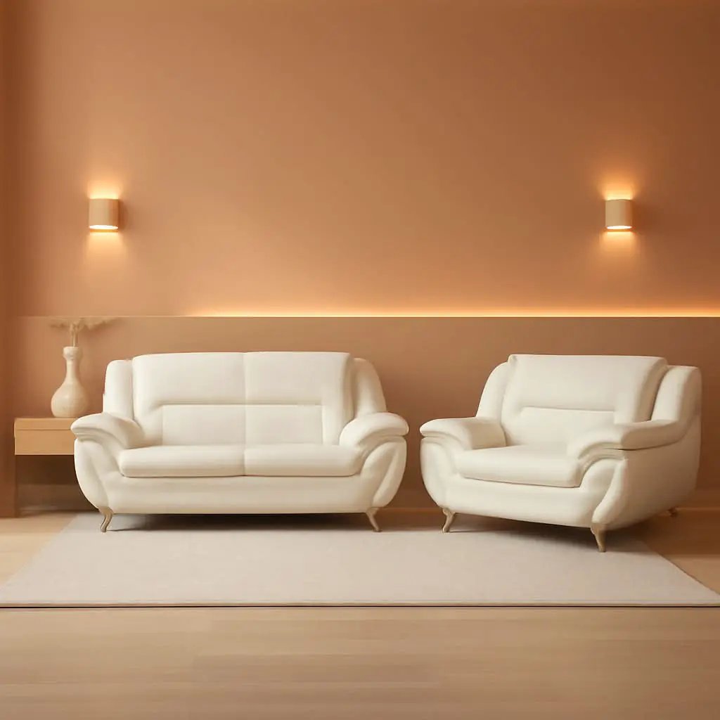 Creamy White 2 Piece Sofa Set Living Room Modern Style from PriceLows™