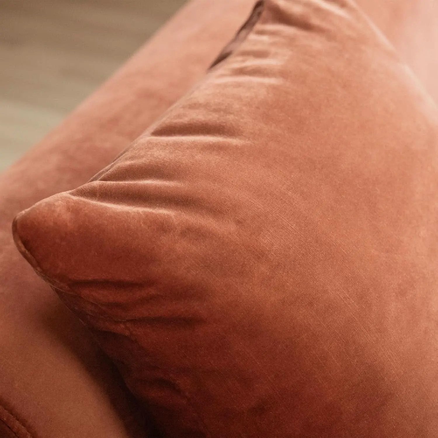 Modern Velvet 3-Seater Sofa in Tangerine with Curved Back Design from PriceLows™