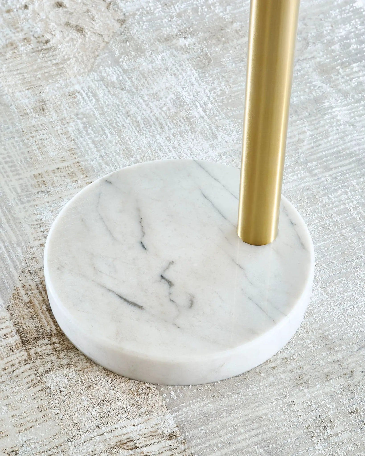 Valo Metal Arc Lamp | 40 x 52.25 x 88 in | Marble & Fabric | Gold Finish