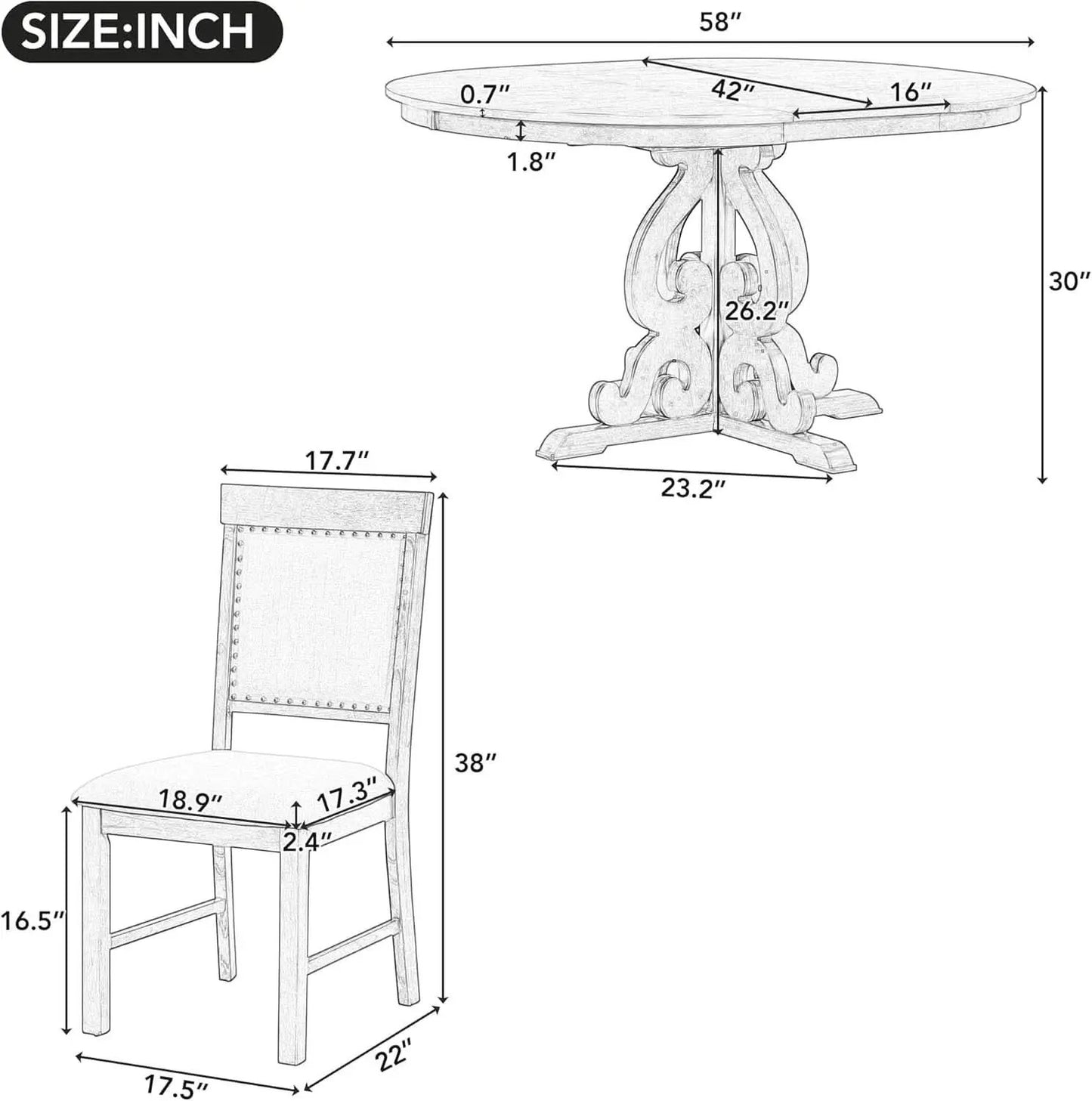 Round Solid Wood Dining Table Set Four from PriceLows™
