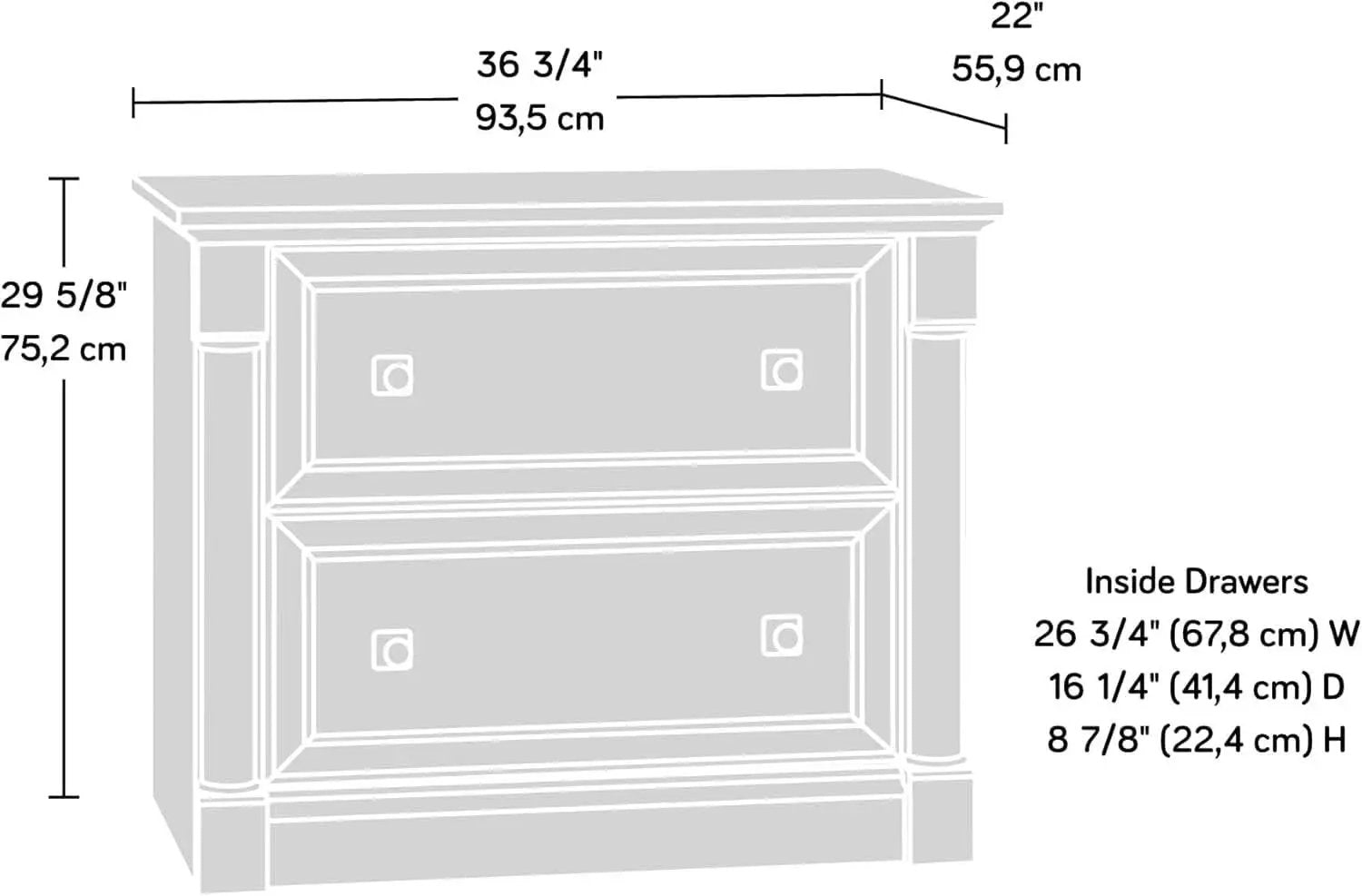 Two Drawer File Cabinet In Glacier Oak With Interlocking Drawers from PriceLows™