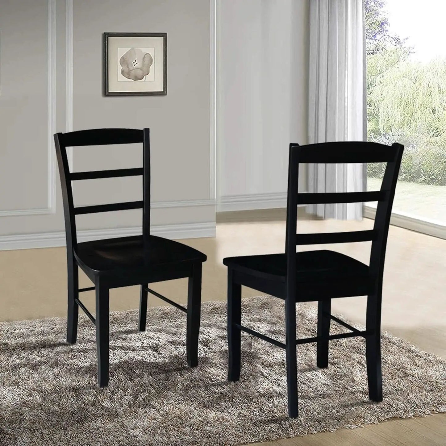Set Of 2 Black Madrid Ladderback Dining Chairs For Kitchen