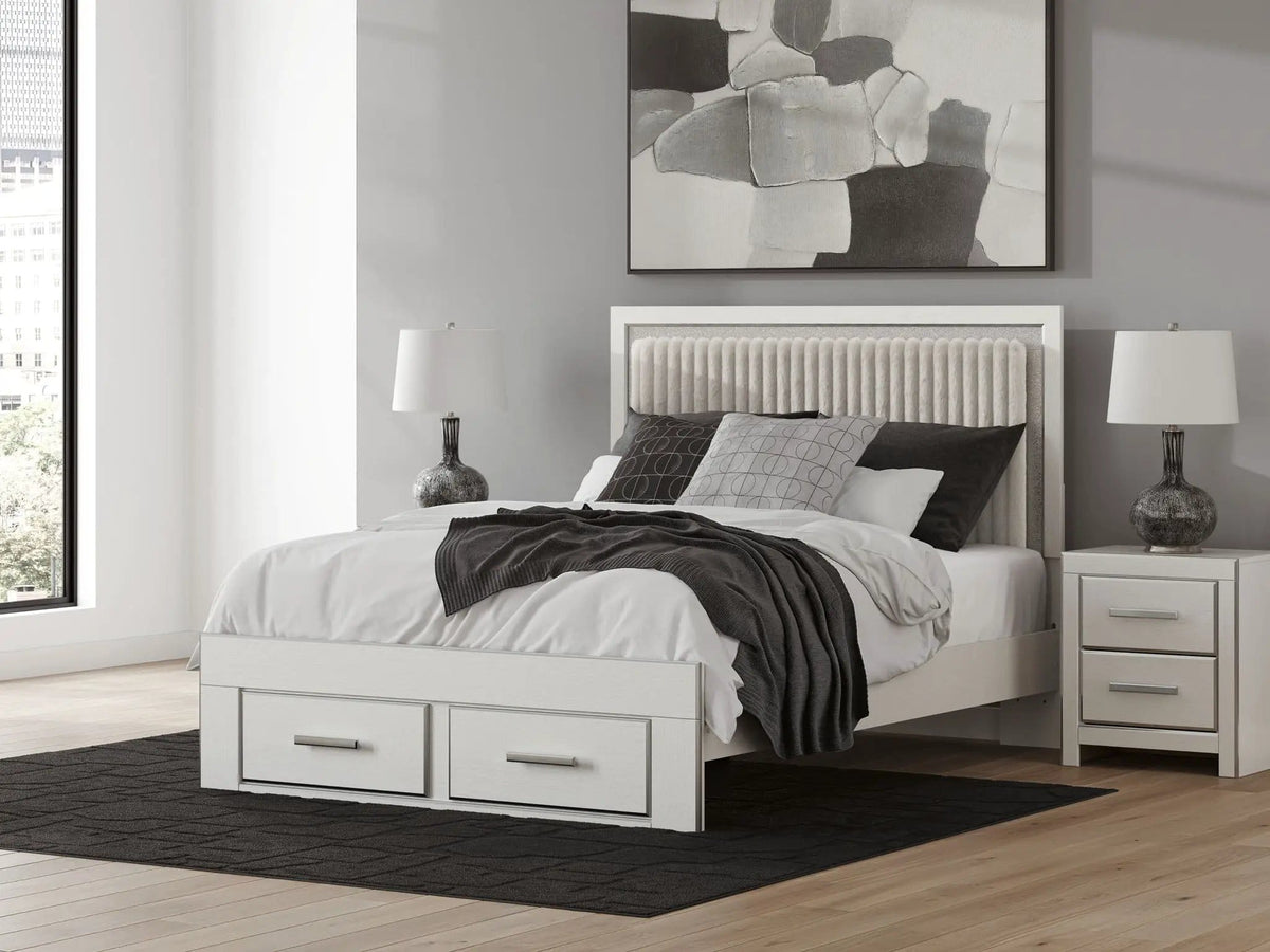 Zuraleus Upholstered Panel Platform Storage Bed | 4 Pieces | Bedroom Furniture | Bedroom