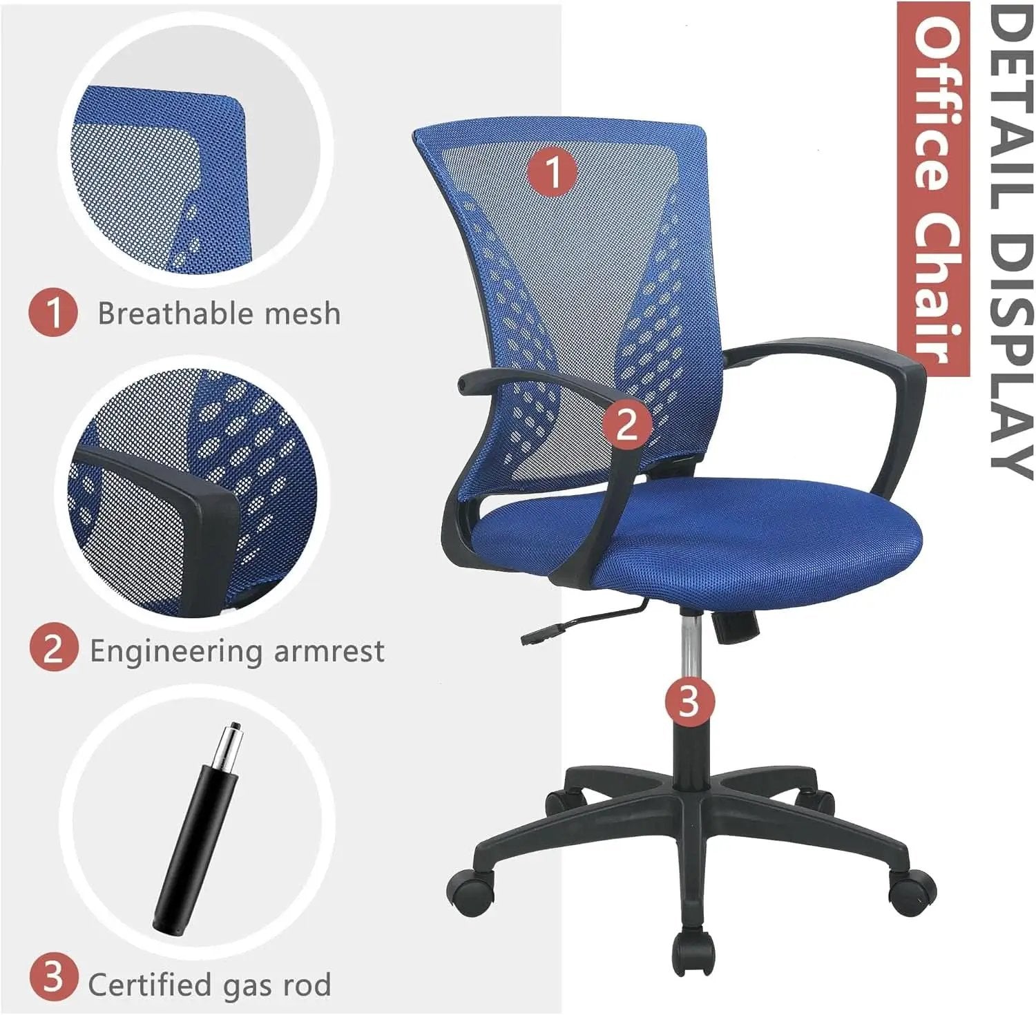 Blue Ergonomic Mesh Back Gaming Chair With Lumbar Support from PriceLows™