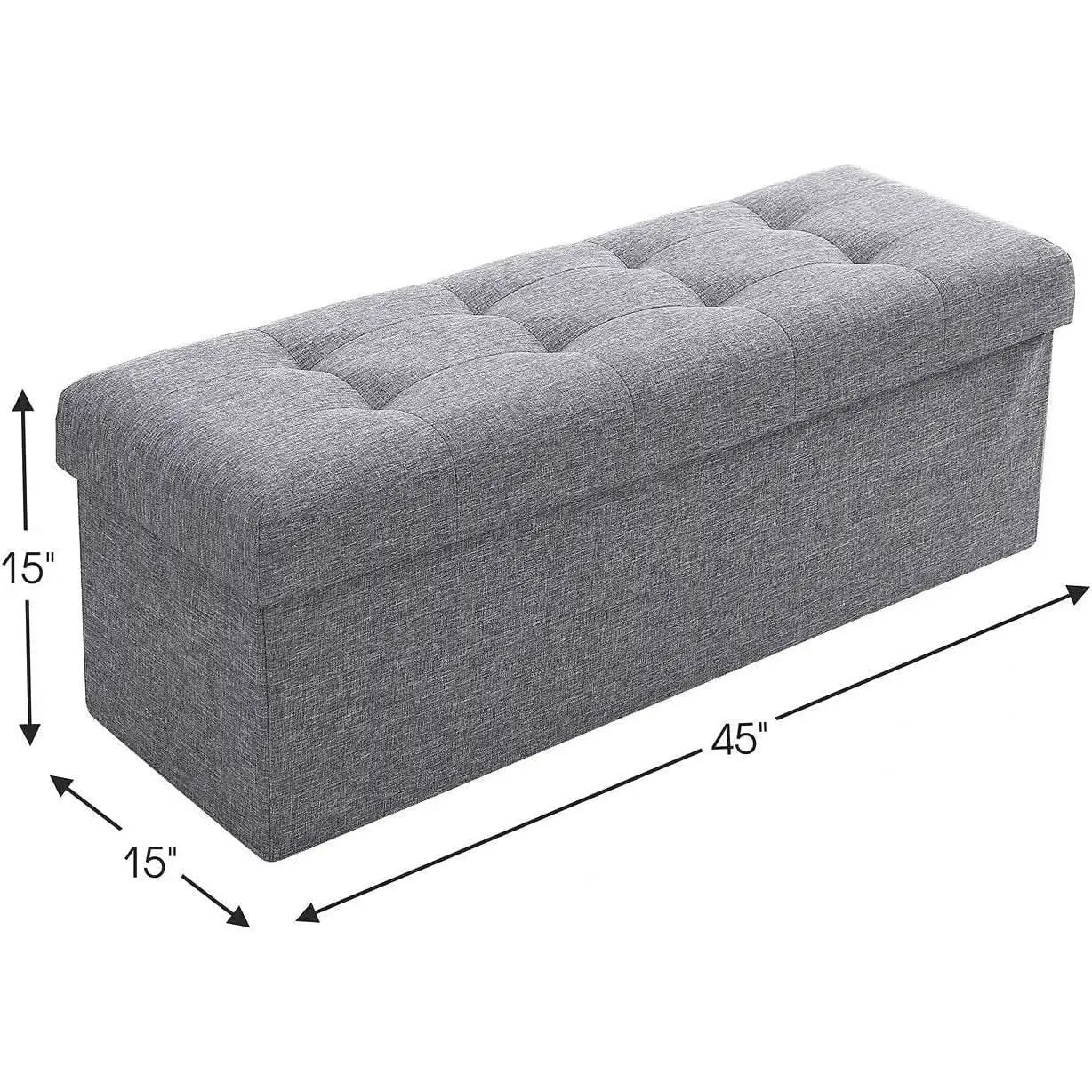 Gray 45 Inch Storage Ottoman Bench Durable Upholstery from PriceLows™